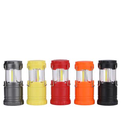 China Outdoor Mini High Brightness Camping COB Lighting 3*AAA Dry Battery Portable Folding Camping Lantern for sale