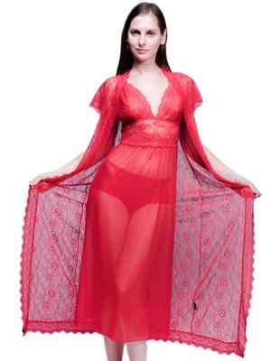 China Sexy lingerie mature woman Self-design Midi pajamas coat in lace style (without inner dress) for sale