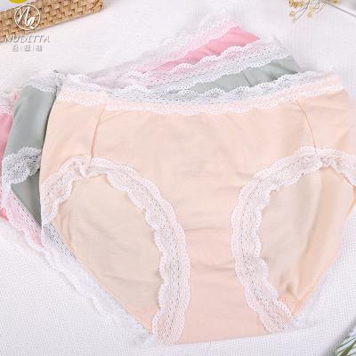 China Factory direct sale women underwear panties breathable high quality cotton with lace in color contrasting brief panties for sale