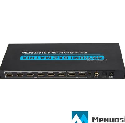 China For Video Capture 6x2 HD MI Matrix Switch 4K 6 Switcher True Port Splitter 6 in 2 for sale