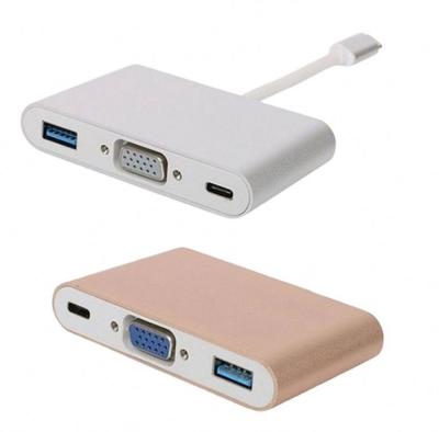 China Type C to VGA PD Multifunction 3-in-1 Adapter USB C USB+ to VGA Adapter USB TYPE C Hub USB3.0/VGA/PD Charger Hub USB-C for sale