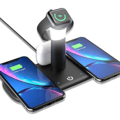 China For iphon New Arrival Fast Qi Wireless Charger Stand 5 in 1 Cell Phone 15W Wireless Charger for iPhone, Airpods iWatch pro for sale