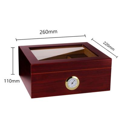 China Luxury Cedar Wood Cigar Travel Humidor Box Zigaren Humidors for COHIBA Cigars with Humidifier Hygrometer for sale