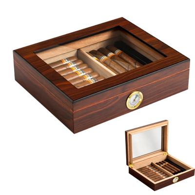 China Luxury Cedar Wood Portable Travel Cigar Humidor Case Box With Humidifier Zigaren Hygrometer For Cigars Smoking Accessories for sale