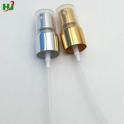 China Non Spill Manufactuator 18mm Aluminum Screw Neck Mist Sprayer Pump Gold Silver Color for sale