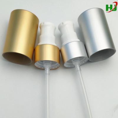 China Non Spill 22mm Matte Silver And Gold Cream Treatment Pump With Aluminum Cap for sale