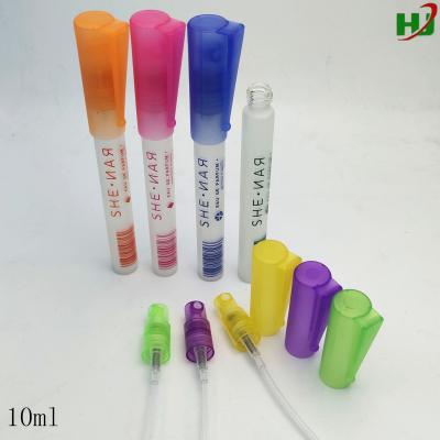 China Personal Care 10ml Frosted Glass Pen Spray Bottle With Printing 11mm Screw Neck for sale