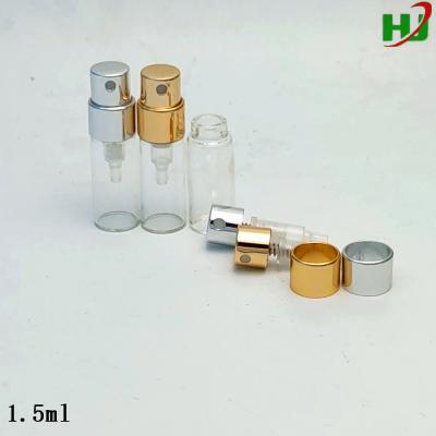 China Small Personal Care 1ml 1.5ml 2ml Sample Bottle Vials With Mini Sprayer And Cap for sale