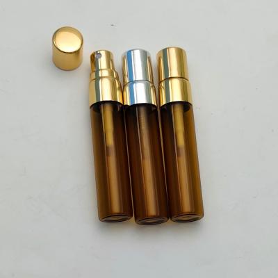 China Non Spill Small Brown Glass Aluminum Sprayer 3ml Bottle for sale