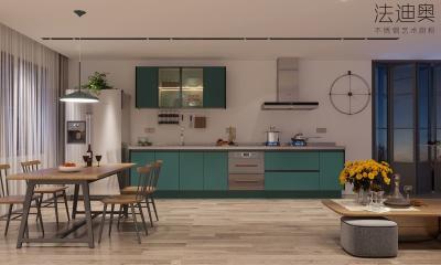 China Pine Green Single-Line Kitchen Cabinet A Perfect Blend Of Minimalist Design And Modern Functionality for sale