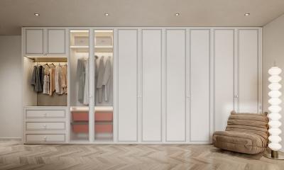 China Modern Minimalist Wardrobe With Sleek White Door Panels And Bum Hardware for sale