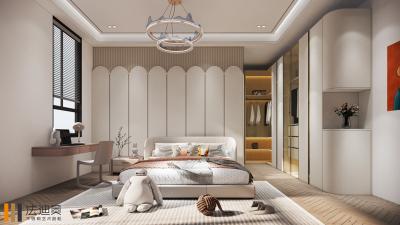 China Stylish Creamy White Glass Bedroom Wardrobe With Gleaming Gold Accents for sale