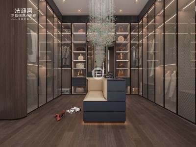 China U Shaped Navy Blue High End Walk In Closets With Transparent Glass Doors OEM ODM for sale