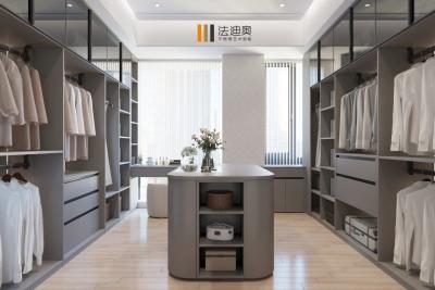 China Contemporary Practical Meridian Gray Custom Walk In Closet With Floating Vanity for sale