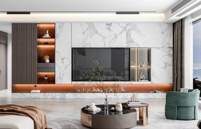 Китай Luxe Marble And Stainless Steel TV Storage Unit с оранжевым цветом каркаса продается