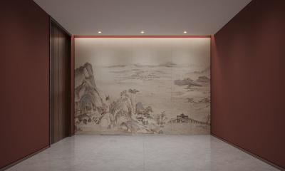 China Light Colored Stainless Steel Decorative Panels With Traditional Chinese Landscape Art for sale