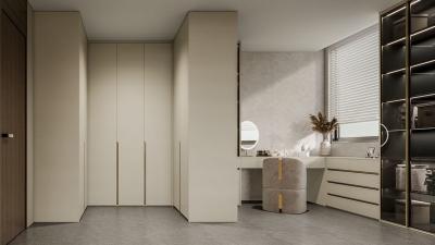 China Effortless Style And Functionality Modern U-Shaped Wardrobe With White-Almond Doors for sale