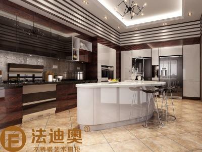 China Fadior Modern Kitchen Cabinet Dark Wood Elegance With A Butterfly Island Design for sale