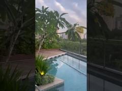 minimalist stainless steel outdoor kitchen cabinet units with black quartz countertops island