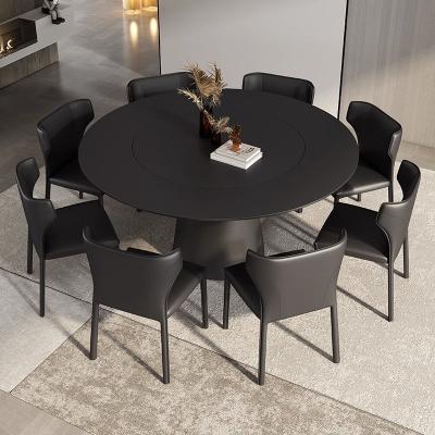 China Modern Hotel Restaurant Solid Black Rotatable Table Hotel Indoor Round Table Set for sale