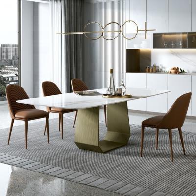 China Modern Modern Hotel Restaurant Rock Plate Dining Table Villa Hotel Home Marble Dining Table for sale