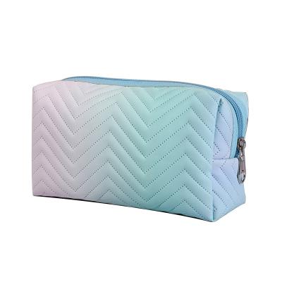 China Gradient anti-theft single color PU women three-dimensional cosmetic bag toiletry supplies finishing storage bags for sale