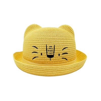 China New Design High Quality Fashion Straw Hat For Boys Girls Kids Beach Hat JS-2021006 Plain Dyed Four Seasons 200 Pcs 25*18*13.25cm Fashion for sale