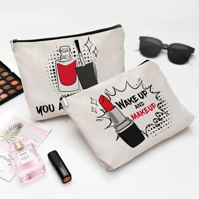 China Amazon Promotional Advertisement-Wholesale In Promotion Gift Eco Stock Canvas Makeup Bags Plain Cotton Zipper Pouch Custom Cosmetic Bag With Custom Logo for sale