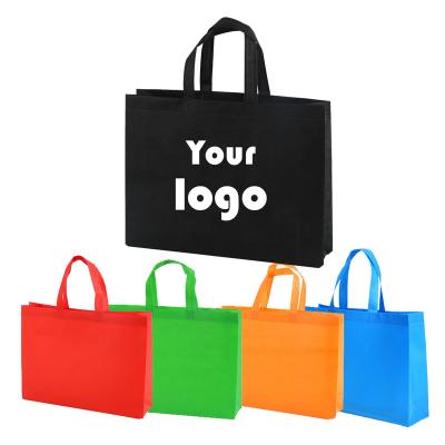 China Logo Promotion Packing Eco Friendly Custom Made Tote Shopping Bag Nonwoven 38*30*10cm for sale