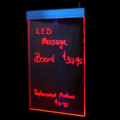 China 300x500mm aluminum frame 6mm acrylic RED led writing board for sale