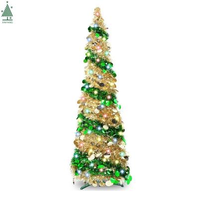 China 5 Feet Multicolor Christmas Braid Deluxe Folding Tree Pop Up Christmas Tree for sale