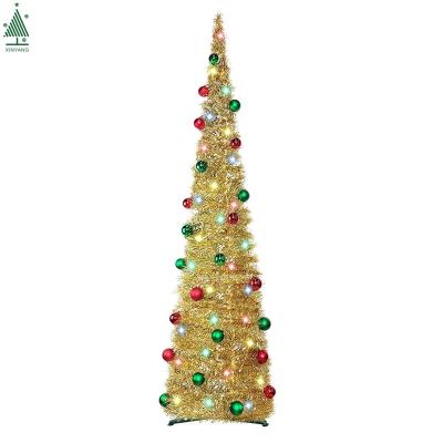 China New Design Luxury Christmas Ball Ornaments Pop Up Christmas Tree 5ft Gold Christmas Braid Tree for sale