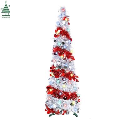 China 5ft Luxury Folding Christmas Artificial Tree For Christmas Decorations Led Spinning Christmas Tree for sale