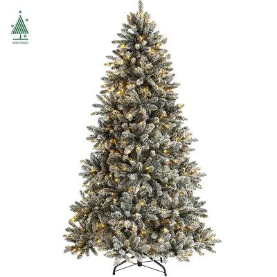 China New Design Christamas Decoration Artificial Snow Assembled Christmas Trees 7ft Led Pre-lit Christmas Tree for sale