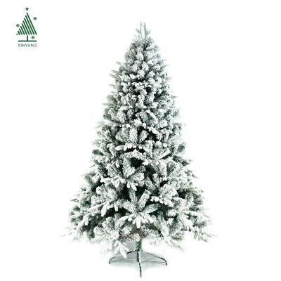 China Christamas Decoration Factory Custom 7FT PVC& PE Flocked Christmas Trees White Outdoor Lighted Christmas Trees With Snow Effect for sale