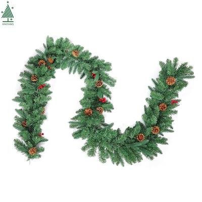 China Premium Christamas Decoration PE and PVC Mixed Christmas Wreath 9ft Artificial Christmas Wreath for sale