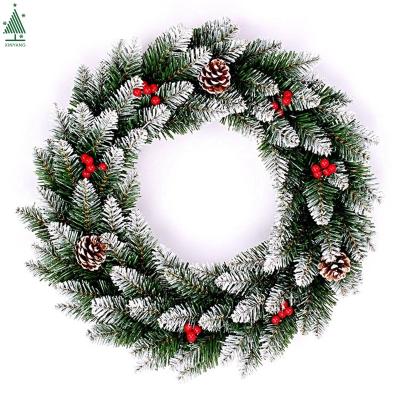 China Christamas Decoration Factory Direct Sale 50cm Christmas Snowfall Decorated Garland with Pine Cones and Berries for sale