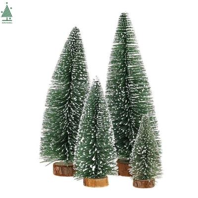 China Assembled Christamas Decoration 10CM /15CM/20CM/25CM Mini Pine Tree Christmas Tree With Wooden Base for sale