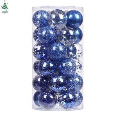 China Christamas 30 Pcs Decorative Hanging Blue Christmas Ball Ornaments Decoration 60mm/2.4