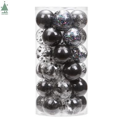 China Christamas 30 Pcs Black Clear Hanging Christmas Ball Ornament 60mm/2.4