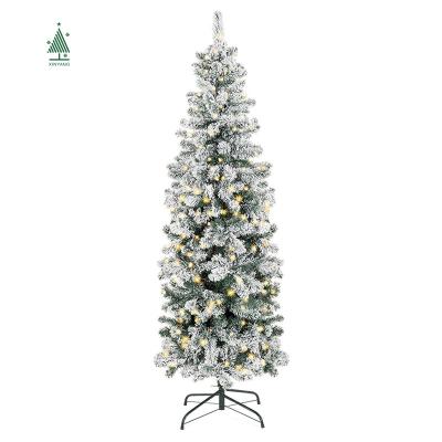 China 2022 Christamas Decoration Design New 6ft Christmas Tree Thin Snow Flocked Artificial Christmas Trees for sale