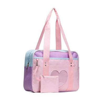 China Custom Japanese Women Handbag Girls Bags Heart Handle Casual Tote Shoulder Ita Bag Polyester With Clear Window For Cosplay for sale