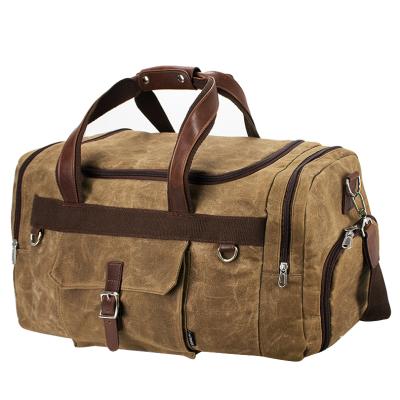 China Custom Large Capacity Waterproof Sport Travel Waxed Canvas Duffel Bag With Compartment for sale