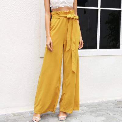 China Breathable Women Refine Loose Daily High Waist Trousers Streetwear Casual Pants With Belt HSP6264 for sale