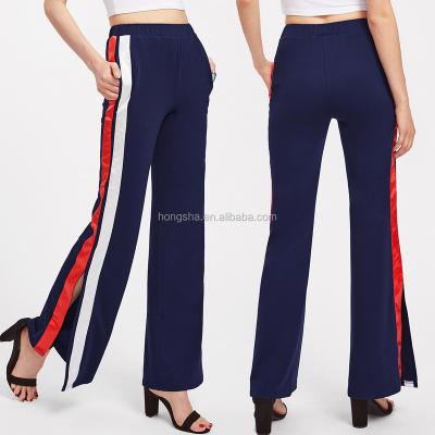 China Anti Pilling Double Split Striped Side Women Pants Sexy Bell Bottom Pants Teens Pants HSp5292 for sale