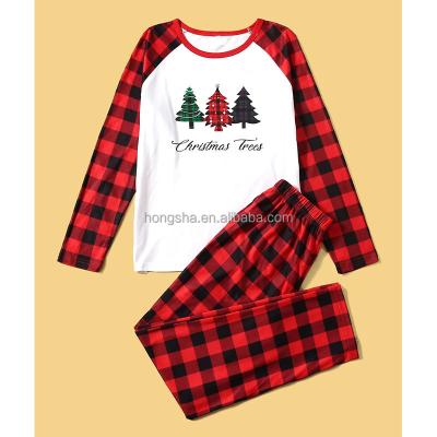 China Breathable Winter 2 Piece Casual Panty Sets Women Plaid Christmas Blouse and PJ Panty Set Custom Slogan Christmas Graphic Blank Pajamas for sale