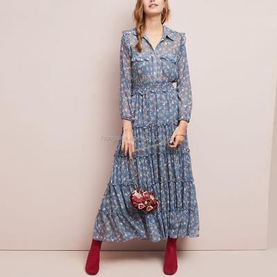 China Flora Long Sleeve Anti-Static Viscose Maxi Dress Pakistani Bridal Dresses HSd5713 for sale