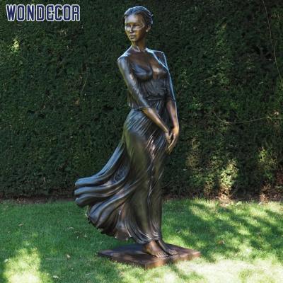 China Dark Yellow Bronze Statues Sculpture Lady Bronze Statue Garden Decoration for sale