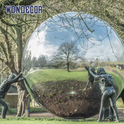 China Customized Stainless Steel Garden Sculptures Outdoor Person Push Ball Large for sale