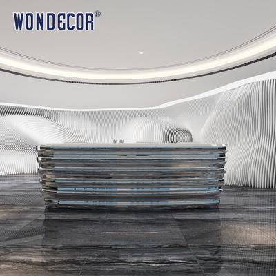 China Silvery Luxury Reception Desk Commercial Modern Reception Counter for sale